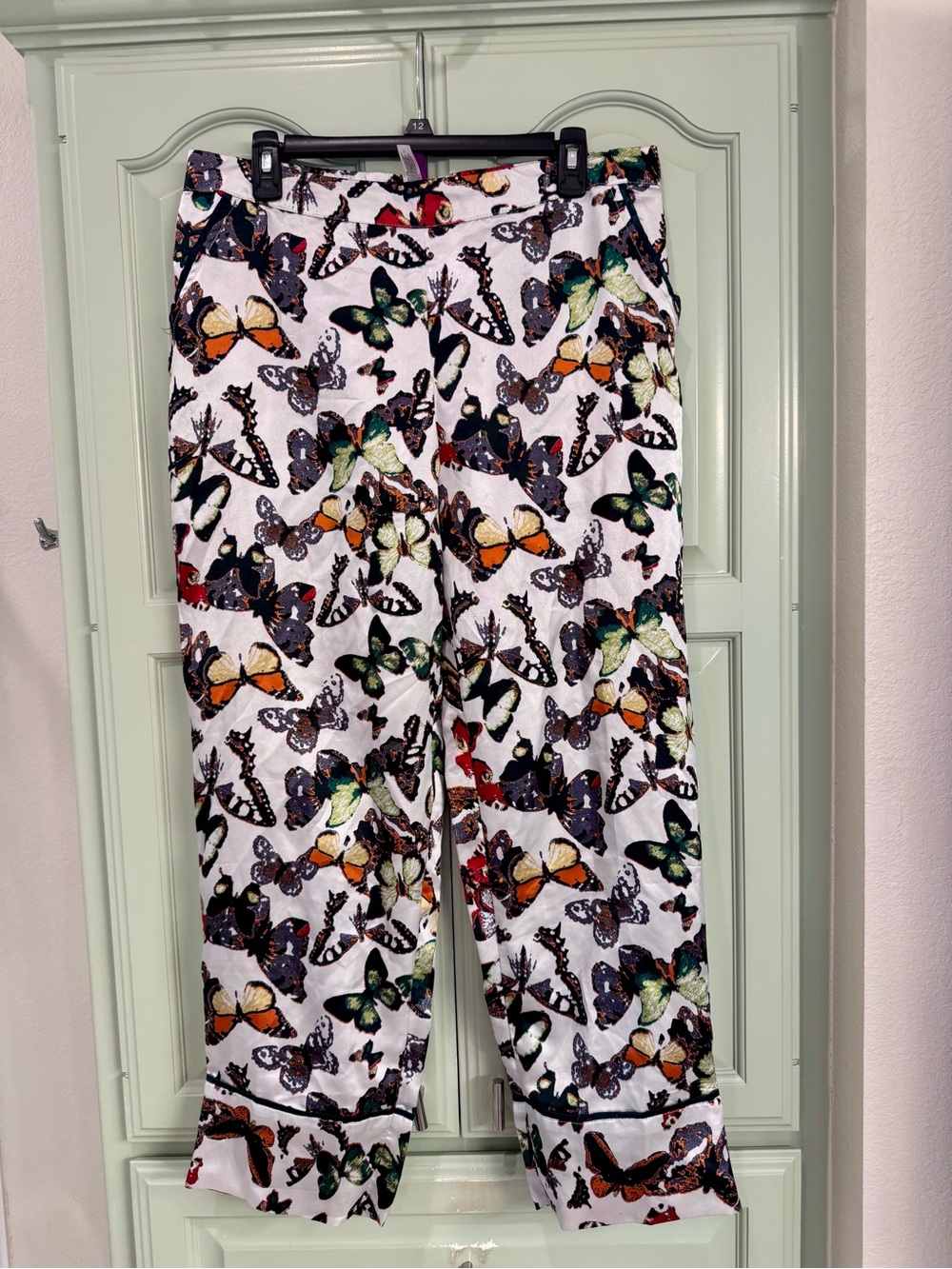 Adore Me White Butterfly Print Pajama Pants